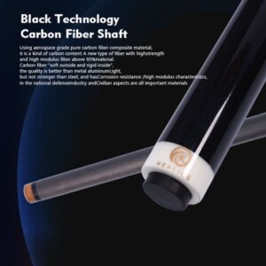 Carbon Fiber Pool Cue Stick 58" Billiard Cue Sticks Professional Low Deflection Pool Sticks with 3/8 * 8 Pin Joint and 12.4mm Tip