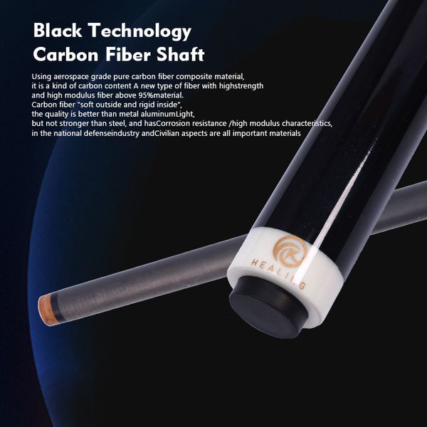 Carbon Fiber Pool Cue Stick 58" Billiard Cue Sticks Professional Low Deflection Pool Sticks with 3/8 * 8 Pin Joint and 12.4mm Tip