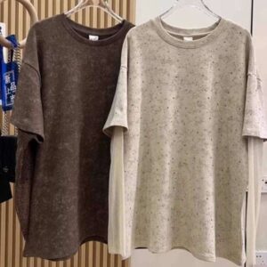 Fashion Oversized men's Long with Unique Star Design Two-Piece Set Lace Sleeve Rhinestone Print Knit Top t-shirtfashion