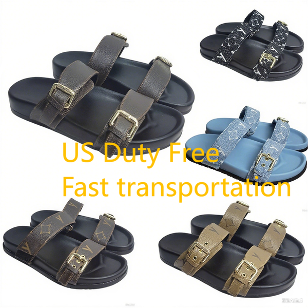 Fashion slippers Women Designer sandals for womensslipper m ens casual loafers shoes outdoor beach slidesflat bottom with buckle unisex genuine leather hjkh