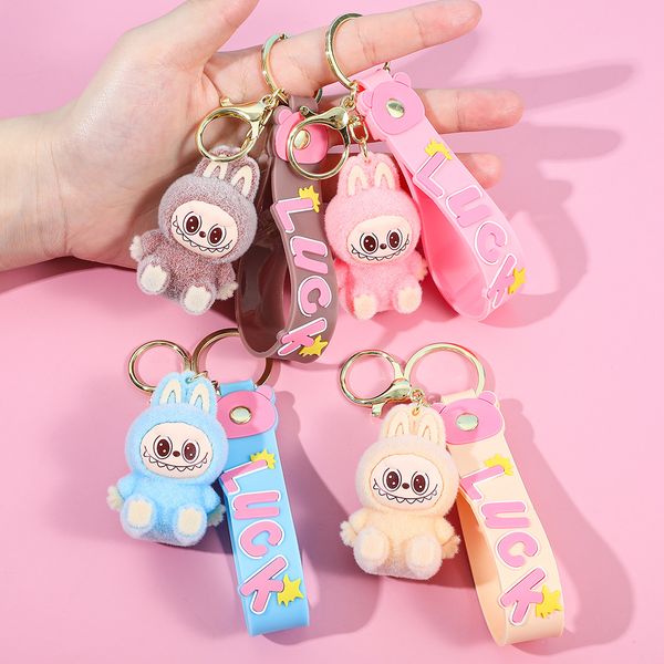 Labubu plush fabric keychain cartoon figurine backpack pendant car keychain