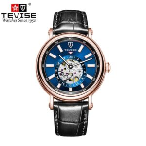 Swiss TEVISE Mechanical Watch Classic Automatic Hollow Genuine Leather Men's Watch Waterproof Luminous Luxury Watch Mens T004 9829