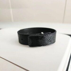 Luxury Men Leather Bracelet Bangle Black Womens with Silver Buckle Jewelry Christmas Bracelet Birthday Gift