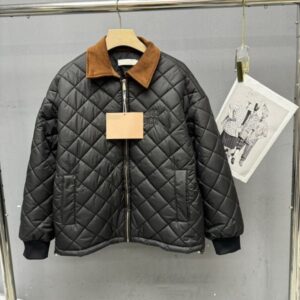 Designer Womens Jackets Retro British style light core velvet contrasting color lapel diamond patterned cotton coat jacket