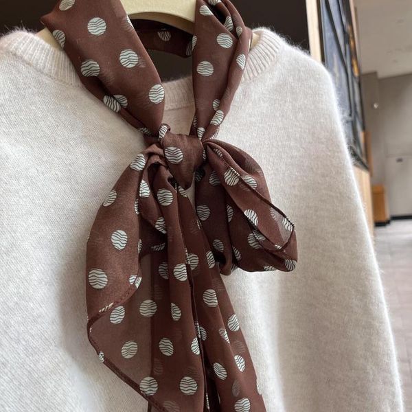 High version French brown long polka dot scarf --870613