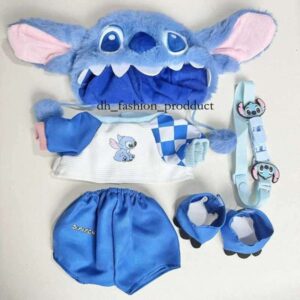 Labubu Kawaii Stitch Hat Top Pants 5 Pieces Set Cute Plush Dolls Clothes 38Cm Doll Universal Idol Dolls Clothing Accessories Children's Backpack Pendant 993 911