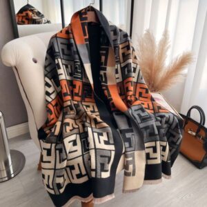 Women's Imitation Cashmere Scarf, Autumn Winter Thickened Warm European Style Letter Jacquard Dual-Sided Shawl