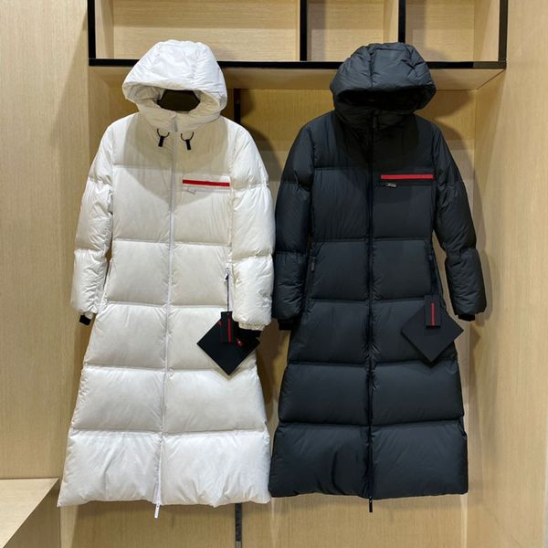 Designer Fashion For Men And Women Long Thickened Down Jacket Fashion Hooded Casual Warm White Black Down Coat Winter Down Coat