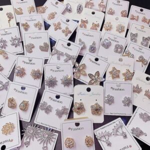 Eluxury Earrings Silver Plated Bronze Diamond Earrings Jewelry Mixed 50 Style 10Pairs/lot Random Send