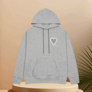 Men's Heart Motif Hoodie – Designer Cotton Sweatshirt for Couples Sizes S-XL