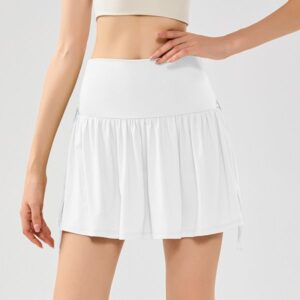 Multi functional yoga tennis short skirt with lightweight drape and drawstring design