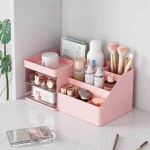 Cosmetic Organizing Bin Sturdy Transparent Desk Topper for Beauty Products