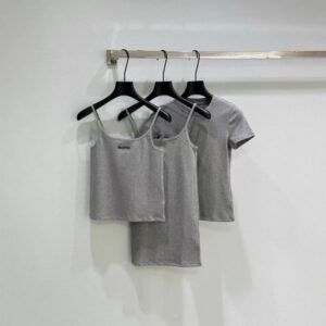 Casual Dresses Designer Seamless Knitted Top Embroidered Series Strap Skirt+T-shirt+Tank Top