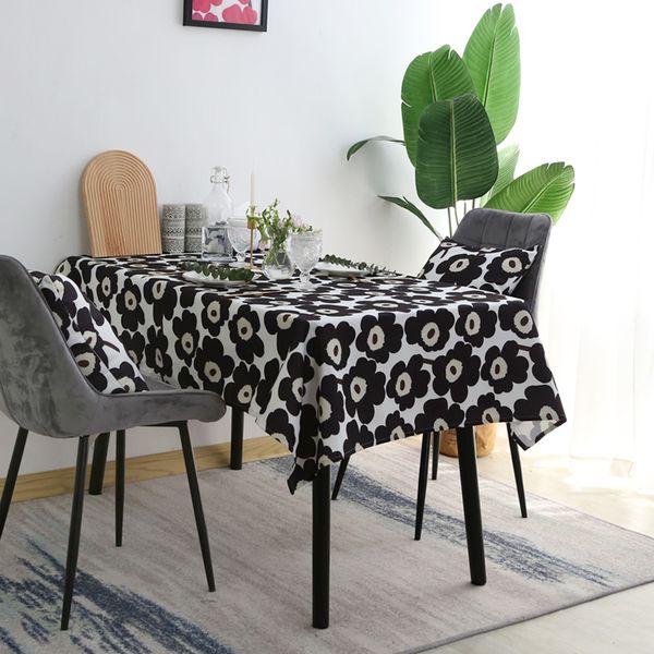 W379 Flower tablecloth fabric style plant oil-proof dining table round table rectangular