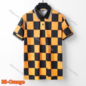 Mens Designer T Shirt Classic Check Cotton Embroidered Floral Top Breathable Fashion Tee for Daily Wear