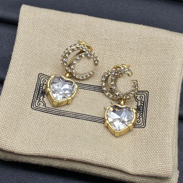 Luxury Brand Designer Earrings Studs Letters 18K Gold Plated Women Ear Stud Earring Wedding Crystal Rhinestone Earring Jewelry Party Gift with Box