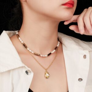 Maillard style S925 sterling silver tiger's eye pearl necklace women's high-end niche design sense clavicle chain