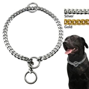 Dog Collar Stainless Steel Slip Collars Metal Pet P Choke Chrome Plated Chain For Medium Large Dogs Training Pitbull