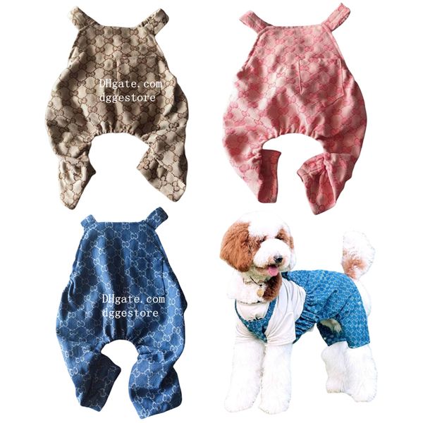 Designer Clothes Brand Apparel Jacket Sg Jumpsuit Costumes Classic Letter Pattern Pet Overalls Dog Pants Outfits for Small Puppy Cat Pets (Blue, M) Y134