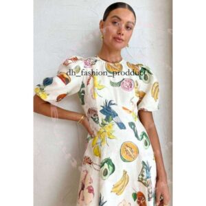 Summer Alemai Shirt Dress For Women Basic Casual Dresses Vestido Mujer Floral Printed Holiday Mini Skirts Designer Trendy Linen Flower Print Lace Up Skirt 22a 36b