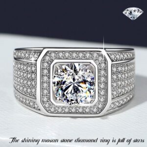 Stylish Unisex Bridal Accessory: Premium Quality 925 Pure White Gold Setting Holds Eye-Catching Man-Made Diamonds