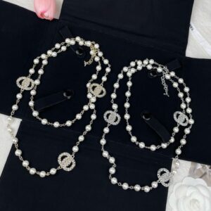 Women Designer Necklaces Crystal Letter Pendant Brand Jewelry Choker Gold Pearl Necklace Chain Birthday Party Gifts Accessory