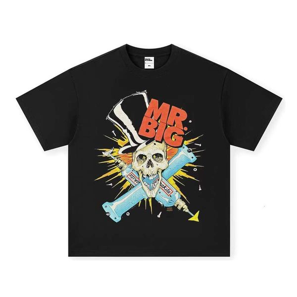 Mr. Big Rock Band Short Sleeve T-Shirt 100% Cotton American Washed Heavyweight Crossover Hip-Hop Unisex