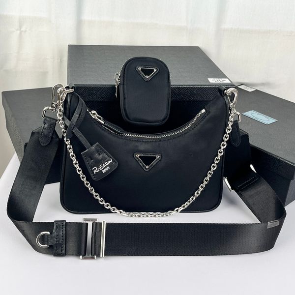 Designer Bags Shoulder Bags 2005 Hobo Nylon Three Piece Bag Luxury Nylon Tote Women's High Quality Chain Fashion Mini Purse Bags Hot Sale01