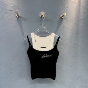 Women's Tanks & Camis Designer Hot stamping design slim fit and slimming two-piece spliced woolen vest