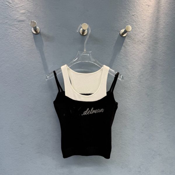 Women's Tanks & Camis Designer Hot stamping design slim fit and slimming two-piece spliced woolen vest