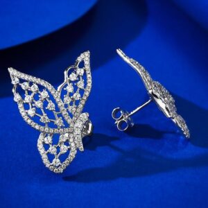 S925 Sterling Silver Hollow Butterfly Earrings for Women, Simple and Stylish Design