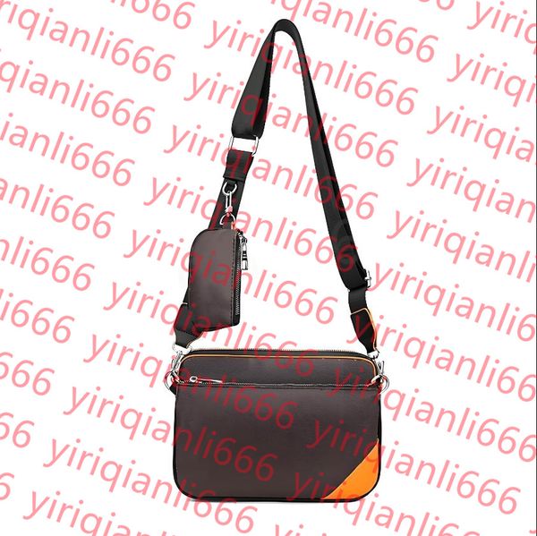 Men Casual desigenr Trio messenger men Duo shoulder bag mens Outdoor Crossbody Shoulder Bags Genuine Leather Purse Pouch wallet man handbags 10A 2058