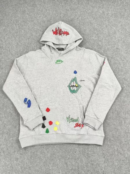 Colorful Applique Cross Graffiti Print Hoodie