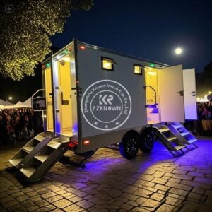 Mobile Washroom Trailers Outdoor Shower and Toilet Trailer Custom Portable Toilet Mobile 4 Stall Restroom Trailer
