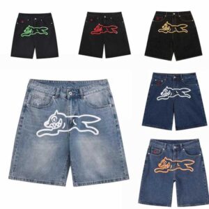 Y2K Jeans Haruku Hip Hop Flying Dog Graphic Print Retro Blue Baggy Denim Gym Shorts Mens Womens High Waist Casual ShortXJ250114