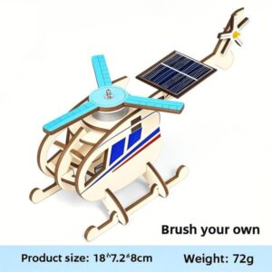 Solar powered helicopter, handmade technology, DIY model, wooden physics assembly, student invention, toy, child gift, environmentally friendly aircraft