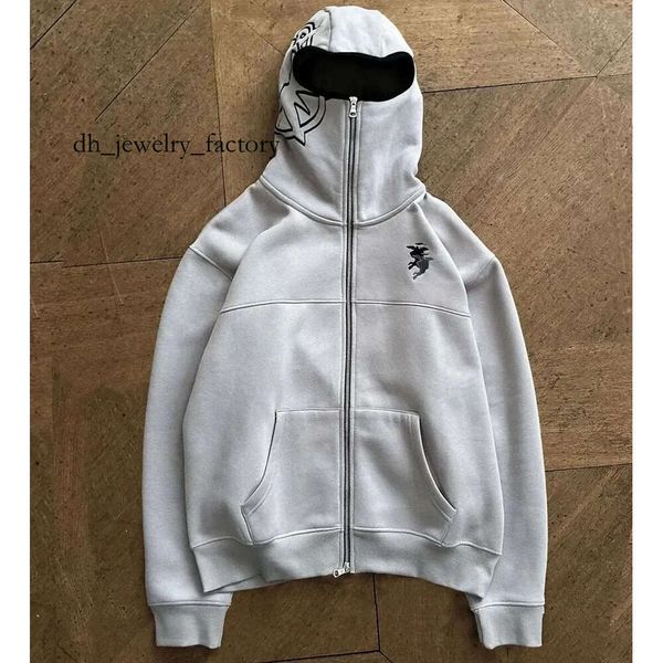 Y2K Goth Zip Up Hoodie Men Vintage Embroidered Casual Pattern Oversize Sweatshirt Harajuku Hip Hop Punk Streetwear Clothing 240131 fea