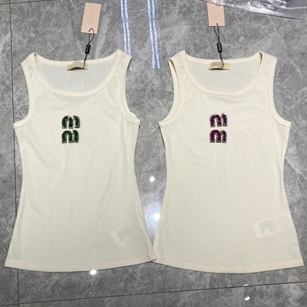 womens tanks top multu 25 new styles designer tank top women designer luxury vest sleeveless cotton knitted sleeveless Academic style pearl decoration
