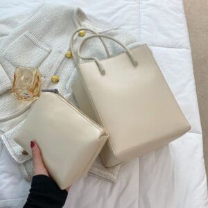 Custom logo ladies leather casual tote bag ladies large capacity Joker handbag ladies waterproof simple shoulder bag