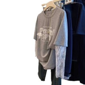 Plus Size Women's Clothing 1.0-150kg Fat MM Embroidered Sequin Summer Short Sleeve T-Shirt Mesh Patchwork Sunplussizewomenstops