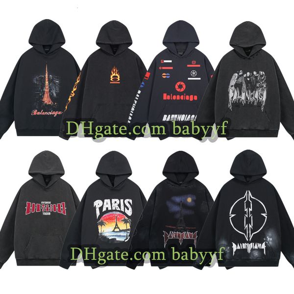 Men Hoodie Designer Retro-Style Hoodie with Letter Print and Distressed Hole Design Premium Quality Plus Size Streetwear Pullover women hoodie Couple sweatshirt