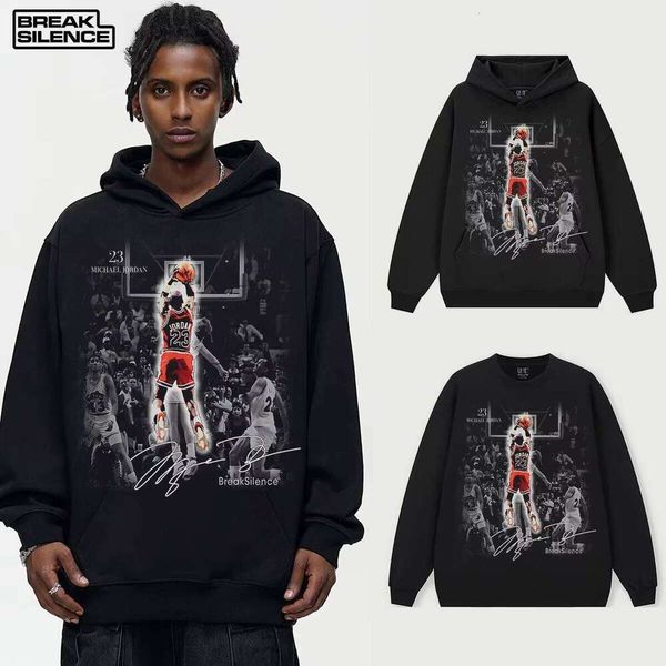 3 Seconds Kill American Men's Hooded Sweatshirt Heavyweight 100% Cotton Solid Color Crew Neck Autumn Winter New Style