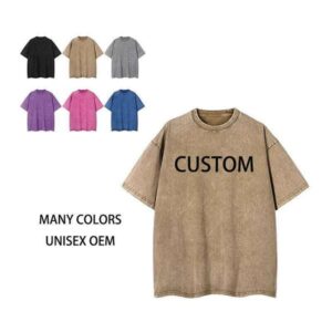 Plus Size Embroidered Heavyweight Plain Round Neck Cotton Durable Loose Embroidery 6 Colors Low MOQ T-Shirt