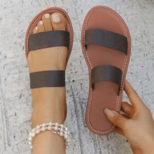 hot designer Sandals for women casual outdoor Med heel slipper brown classic Fashion beach shoes size 35-44