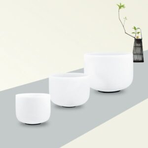 Crystal Singing Bowl Set of 3, 6-10 Inch with Case Suede Striker & O-Ring Sound Therapy for Yoga, Reiki, Chakra Healing Energy Tuning & Mindfulness Kit