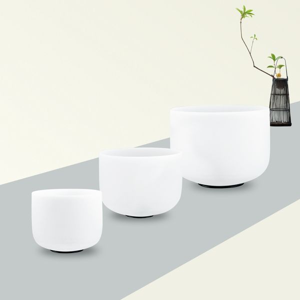 Crystal Singing Bowl Set of 3, 6-10 Inch with Case Suede Striker & O-Ring Sound Therapy for Yoga, Reiki, Chakra Healing Energy Tuning & Mindfulness Kit