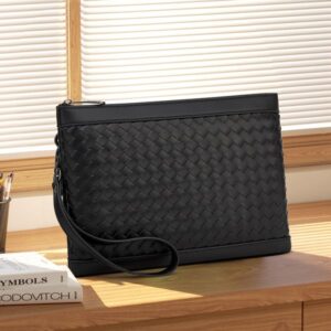 New handwoven men's clutch bag multi-slot simple soft leather clutch bag Business commuting mobile coin wallet