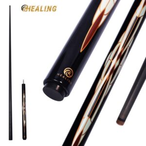 OKHEALING 3/4 Split Radial Pin Jointed Snooker Billiard Pool Cue Handmade Carbon Fiber Shaft 2 Piece Tips 10.5mm Full Size 57" with Asstd Weights 18oz & 20oz