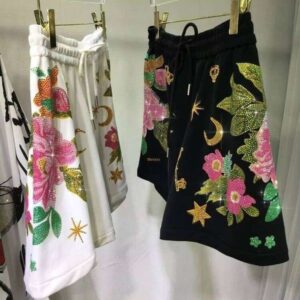 Women's Plus Size High Slimming Black Unique Shorts Versatile Elastic Waist Wide Leg Pants Casual Fabric Style shortsforwomen