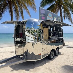 Stainless Steel Hot Dog Coffee Ice Cream Vending Cart Restaurant Mobile Fast Food Trailer Truck for Sale